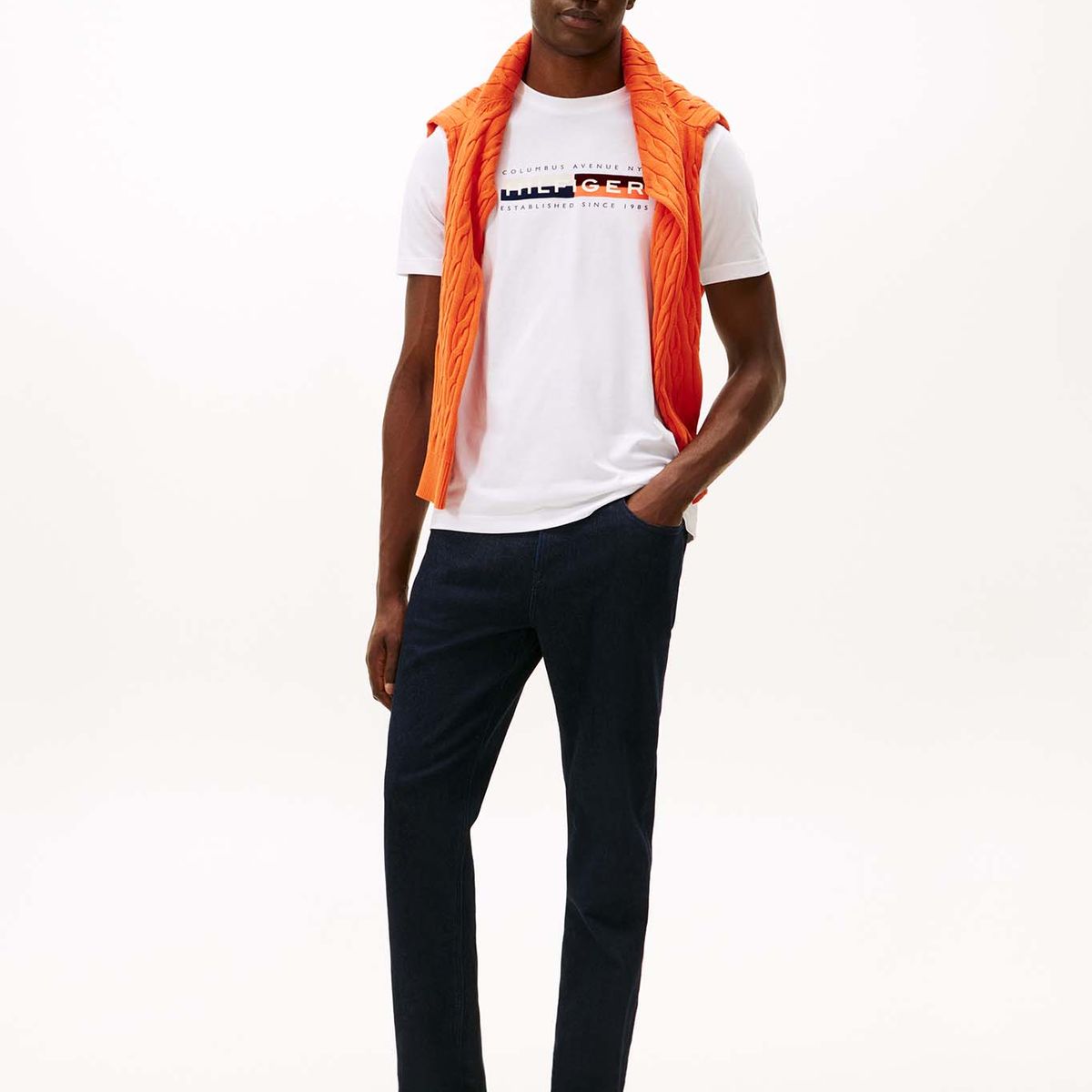 TOMMY HILFIGER - Polera Colour Block Graphic Logo Blanco Tommy Hilfiger