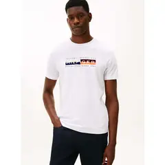 TOMMY HILFIGER - Polera Colour Block Graphic Logo Blanco