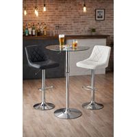 Mesa Alta Redonda Ajustable 60 cm Vidrio Templado y Base Cromada