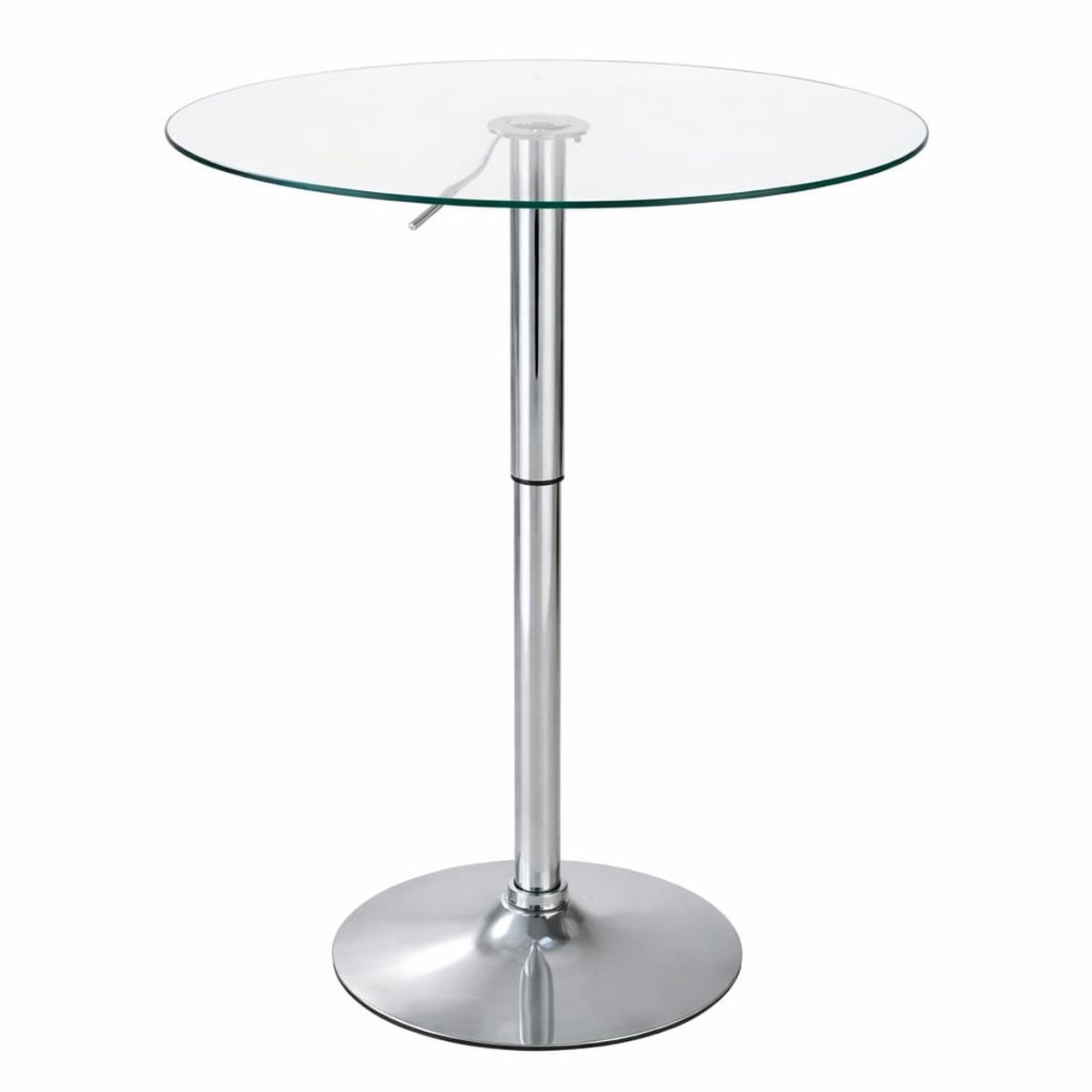 GENERICO - Mesa Alta Redonda Ajustable 60 cm Vidrio Templado y Base Cromada