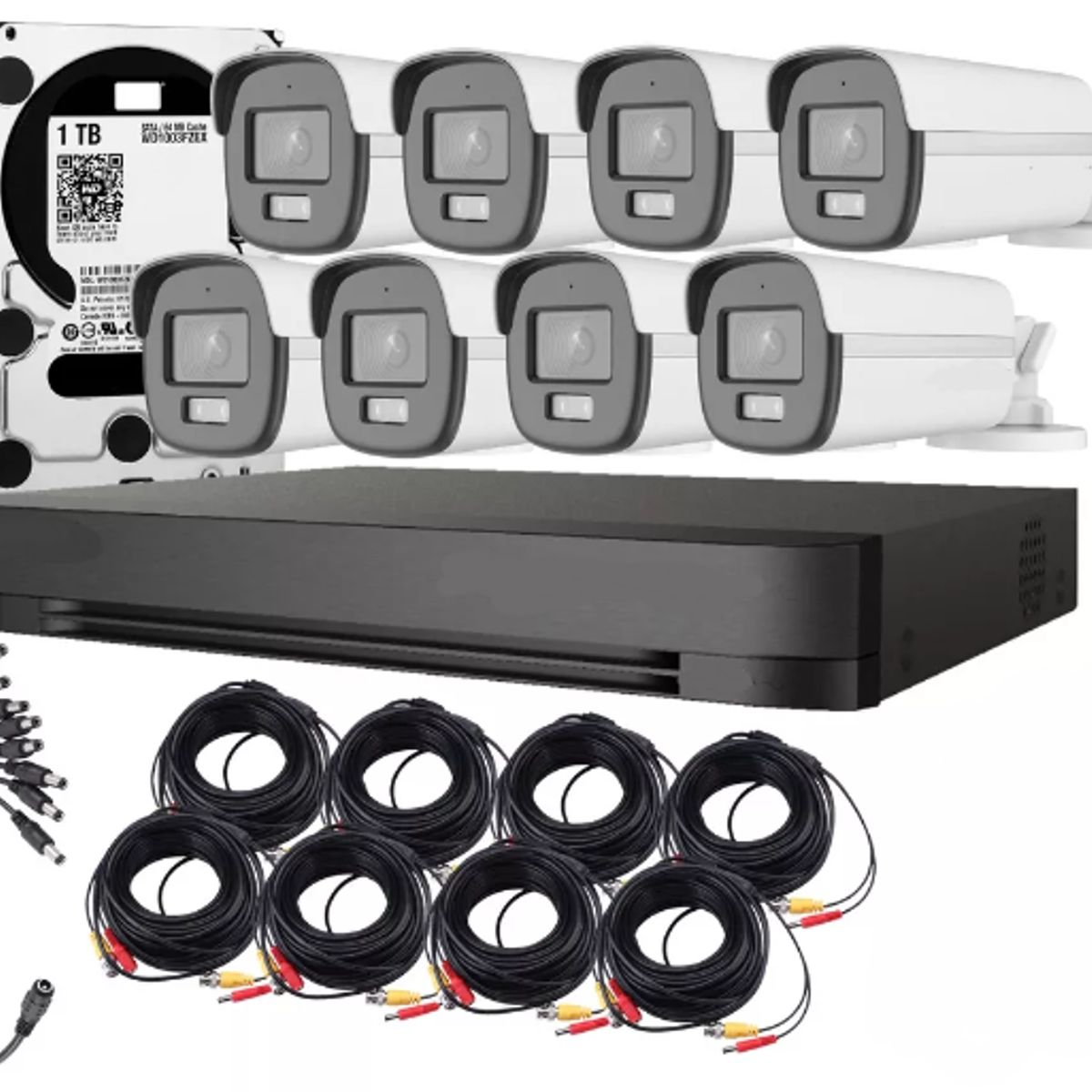 ARTIHOGAR - Kit Cctv Pro 8 Cámaras Smart  Colorvu 2mp Micrófono + Disco 1 Terabyte