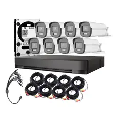 ARTIHOGAR - Kit Cctv Pro 8 Cámaras Smart Colorvu 2mp Micrófono + Disco 1 Terabyte