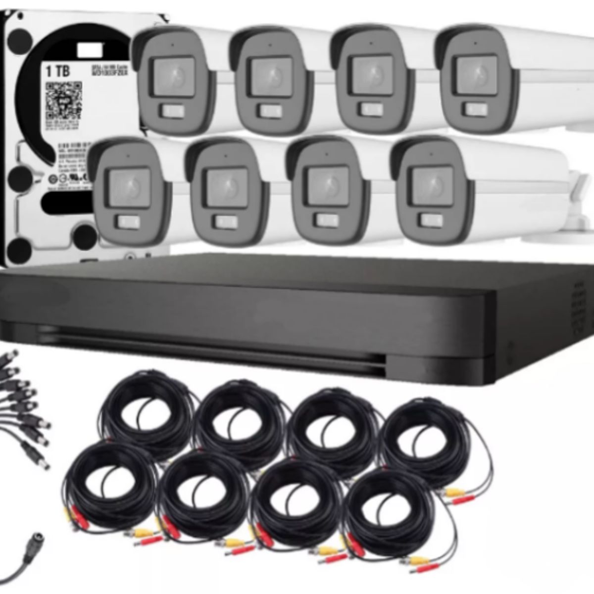 ARTIHOGAR - Kit Cctv Pro 8 Cámaras Smart  Colorvu 2mp Micrófono + Disco 1 Terabyte