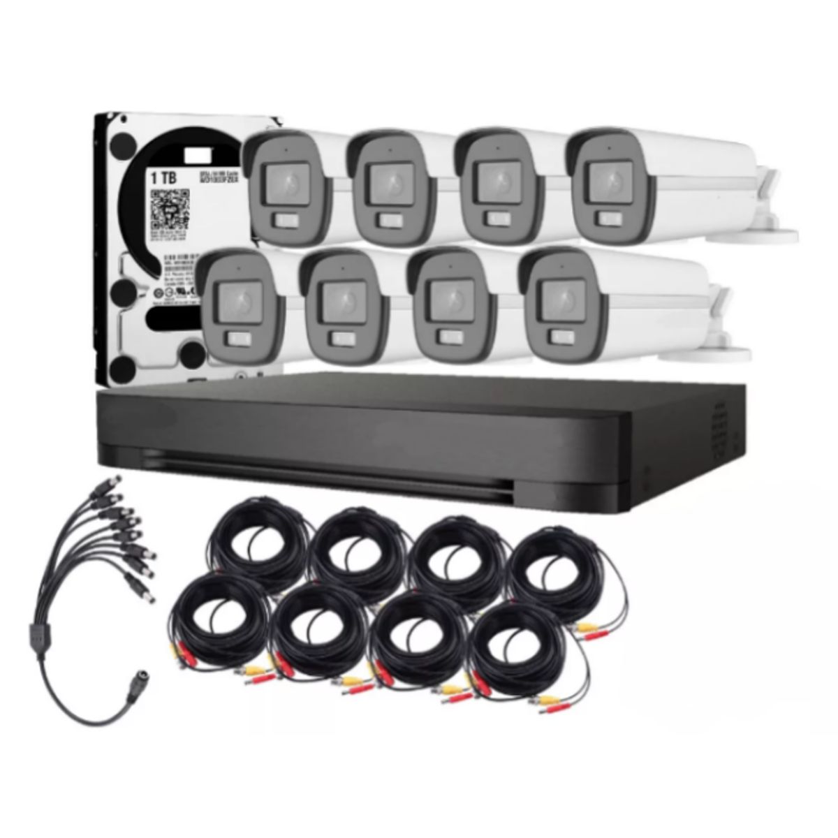 ARTIHOGAR - Kit Cctv Pro 8 Cámaras Smart  Colorvu 2mp Micrófono + Disco 1 Terabyte