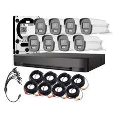 ARTIHOGAR - Kit Cctv Pro 8 Cámaras Smart Colorvu 2mp Micrófono + Disco 1 Terabyte