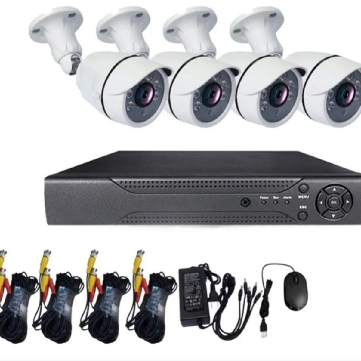 ARTIHOGAR - Kit Cctv Pro 4 Cámaras Cerámica (no Plastico) 2 MP IP66 con Disco Duro 1 Tera