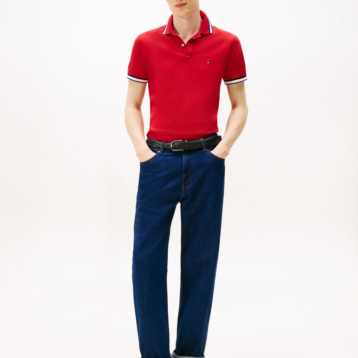 TOMMY HILFIGER - Polo Slim Fit Con Logo Rojo Tommy Hilfiger