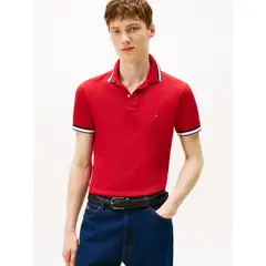 TOMMY HILFIGER - Polo Slim Fit Con Logo Rojo