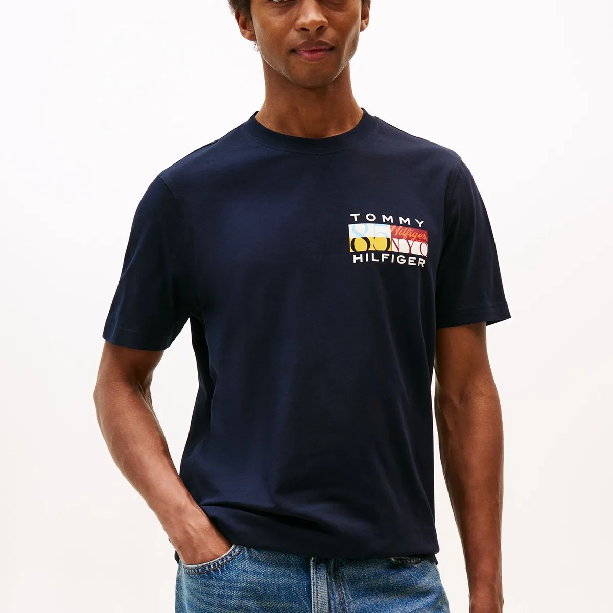 TOMMY HILFIGER - Polera Colour Flag  Logo Azul Tommy Hilfiger