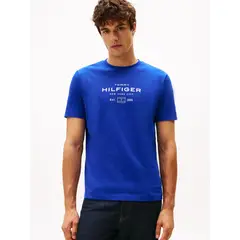 TOMMY HILFIGER - Polera Stack Graphic Logo Azul