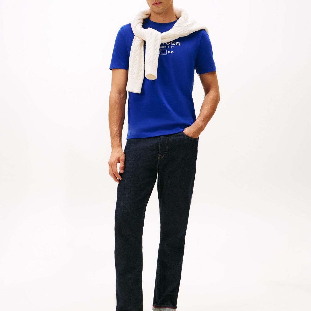 TOMMY HILFIGER - Polera Stack Graphic Logo Azul Tommy Hilfiger