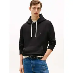 TOMMY HILFIGER - Polerón Hoodie Essential Con Logo Negro