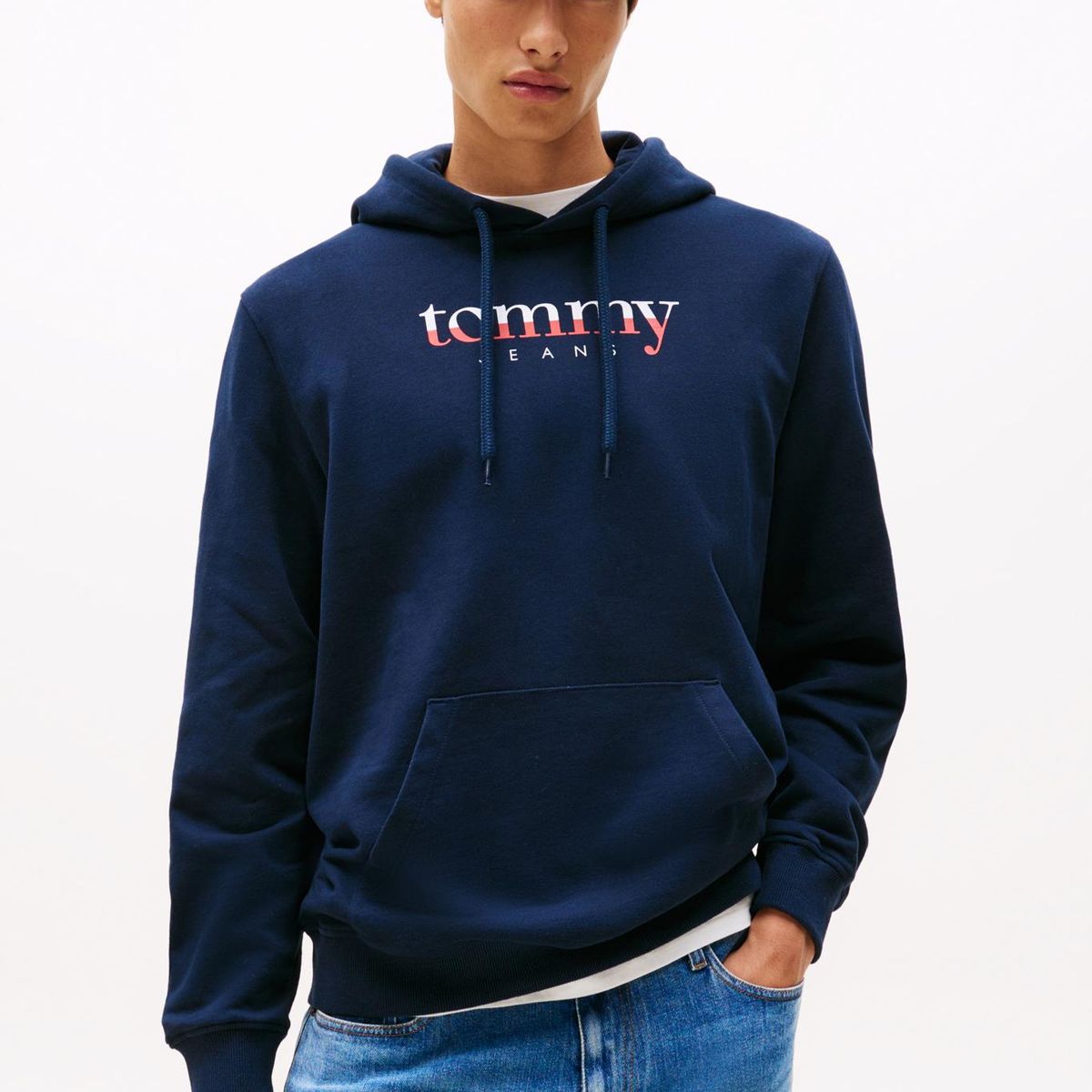 TOMMY HILFIGER - Polerón Hoodie Con Logo Azul Tommy Jeans