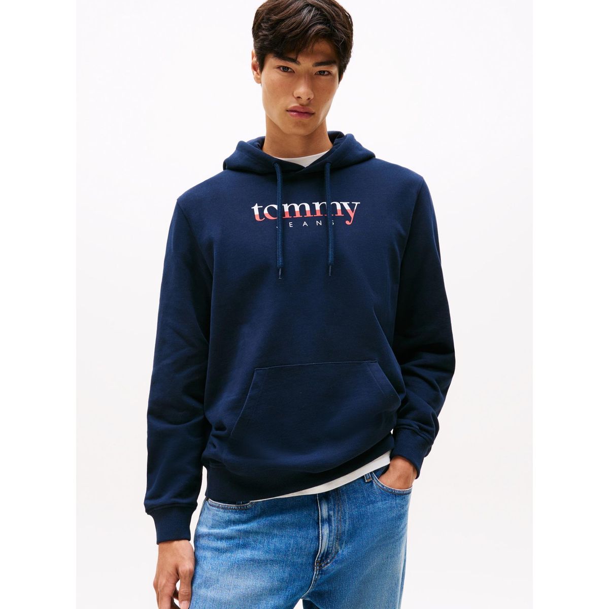 TOMMY HILFIGER - Polerón Hoodie Con Logo Azul Tommy Jeans