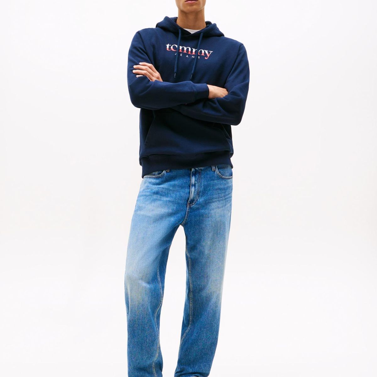 TOMMY HILFIGER - Polerón Hoodie Con Logo Azul Tommy Jeans