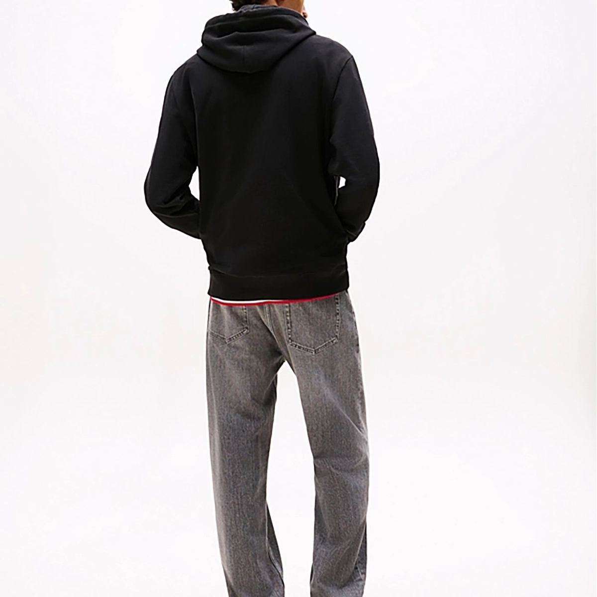 TOMMY HILFIGER - Polerón Hoodie Con Logo Negro Tommy Jeans