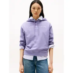 TOMMY HILFIGER - Polerón Hoodie Con Logo Bordado Lila