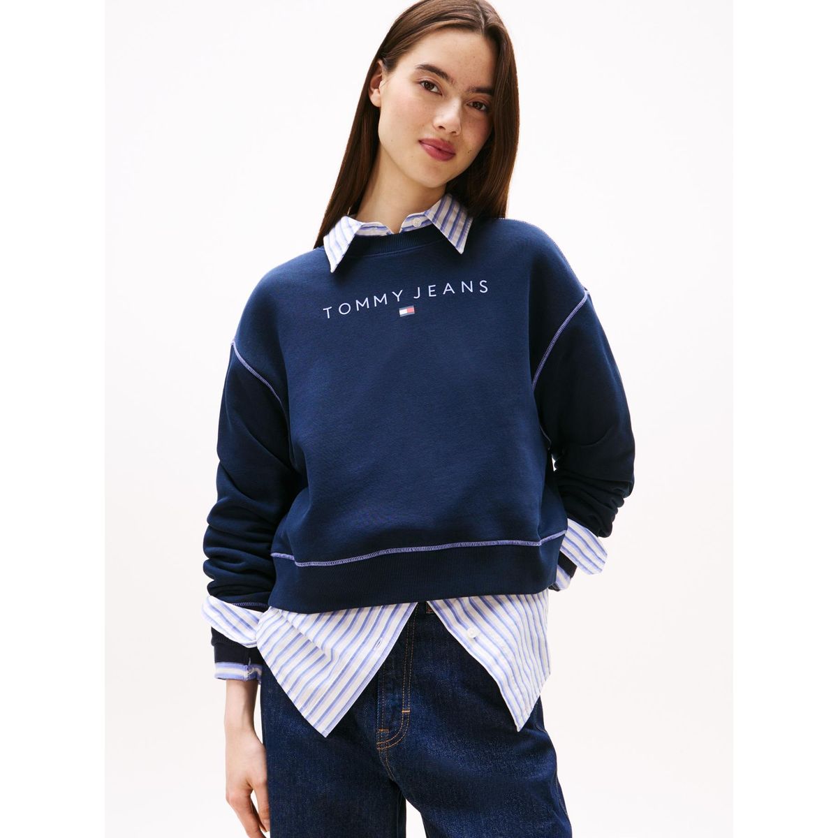 TOMMY HILFIGER - Polerón Relaxed Fit Con Logo Azul Tommy Jeans