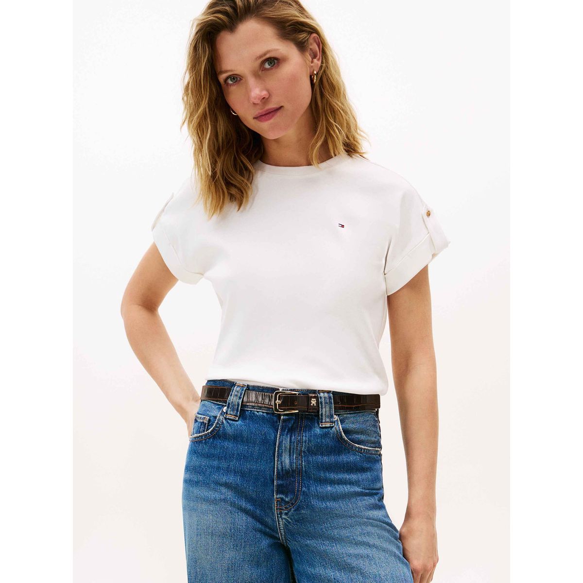 TOMMY HILFIGER - Polera Con Diseño De Rayas Blanco Tommy Hilfiger