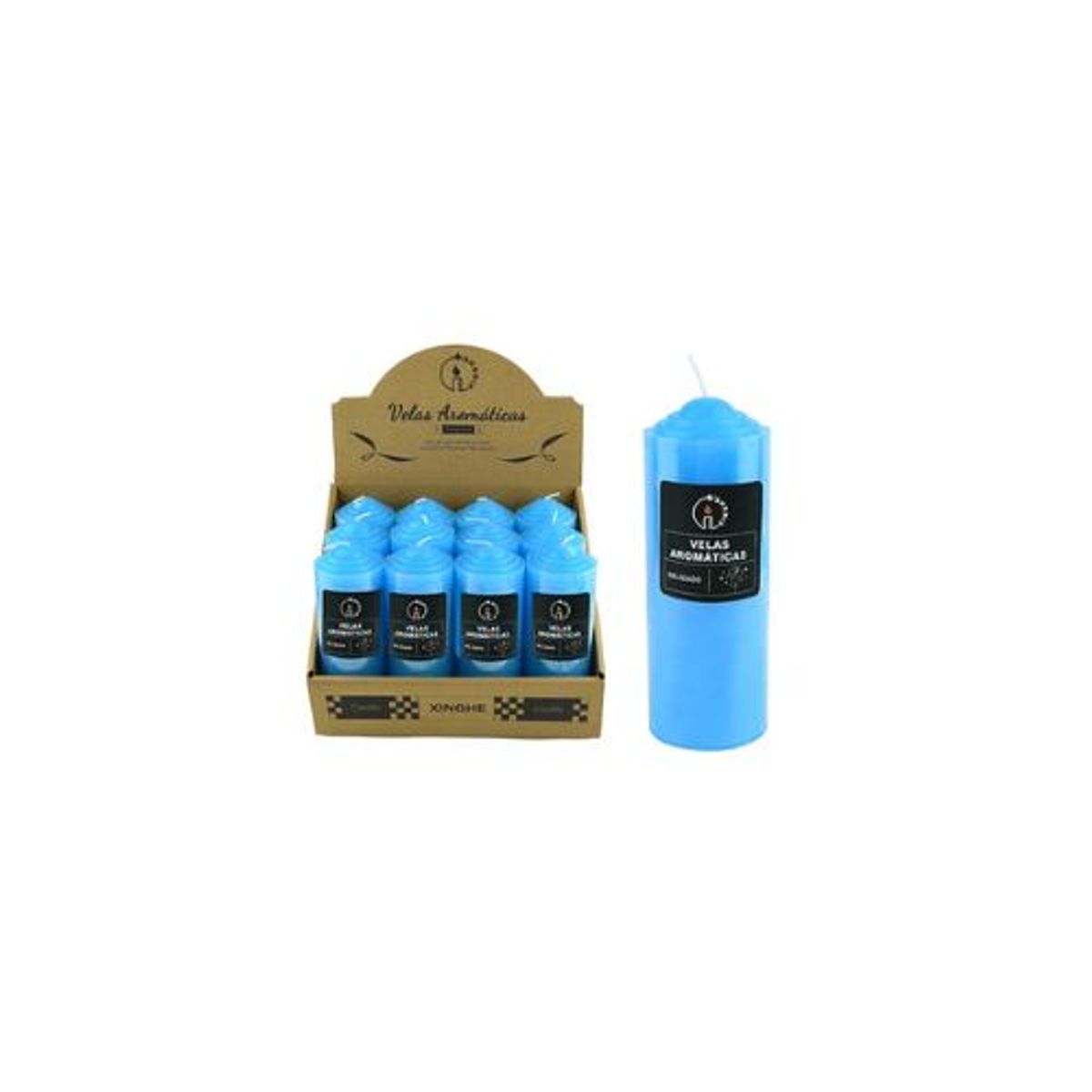 GENERICO - Vela aromática pilar azul 6x15cm 300g