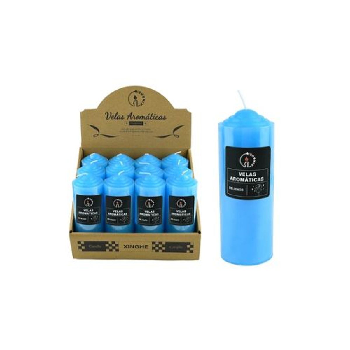 GENERICO - Vela aromática pilar azul 6x15cm 300g