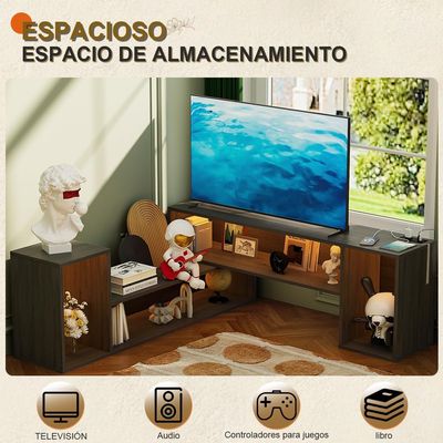 Imagen 2 del producto Mueble de TV 130×30×48 cm Ajustable Negro