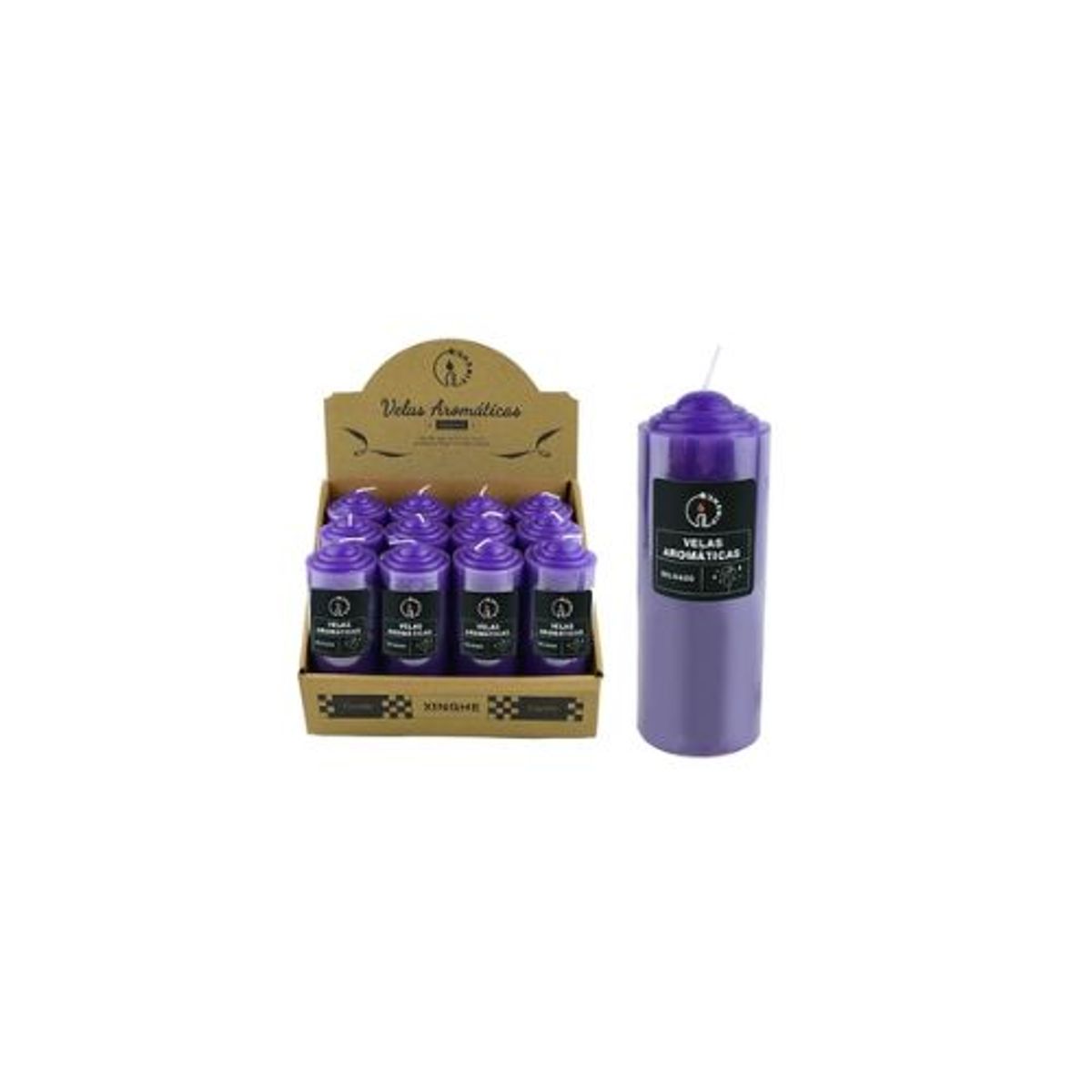 GENERICO - Vela aromática pilar morado 6x15cm 300g