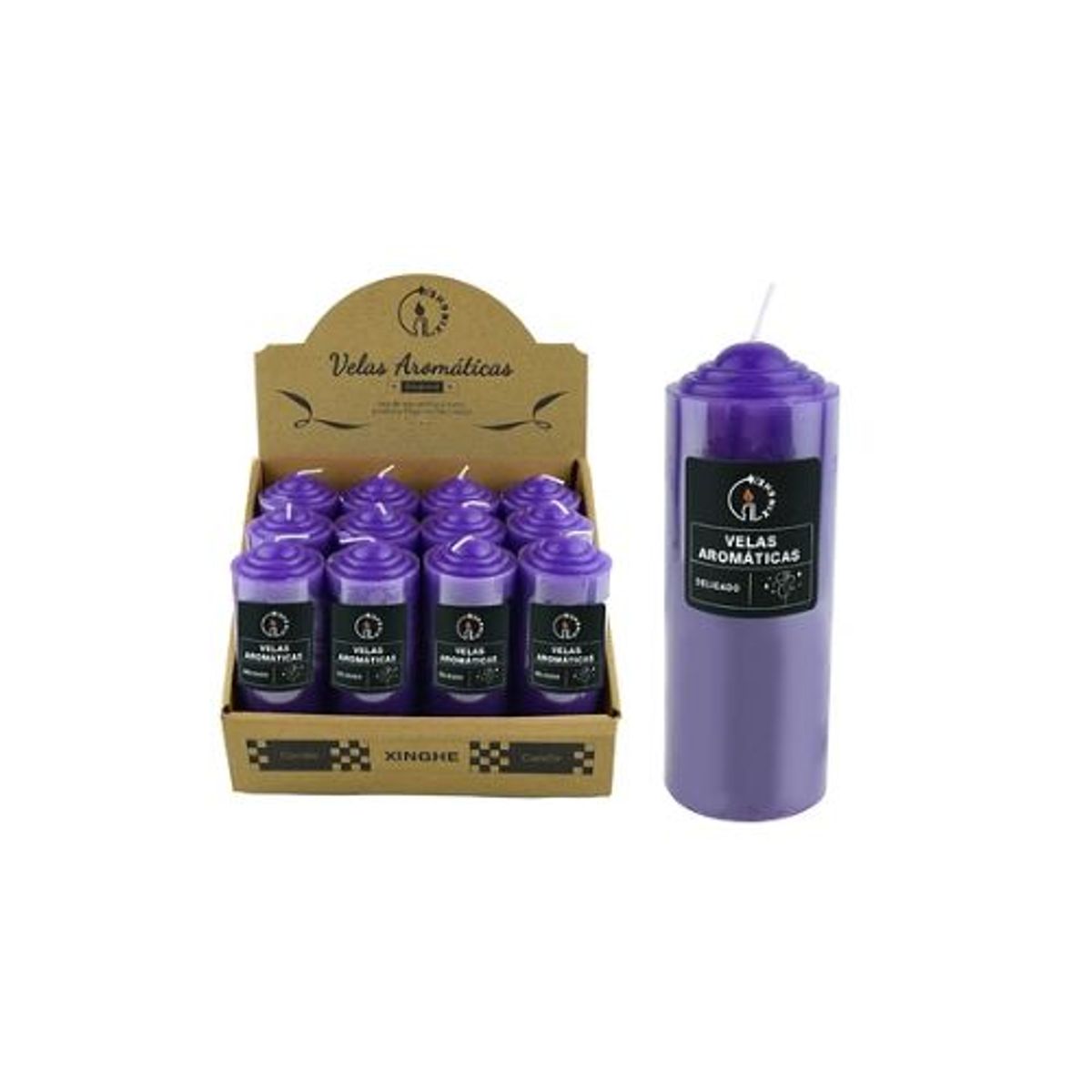 GENERICO - Vela aromática pilar morado 6x15cm 300g