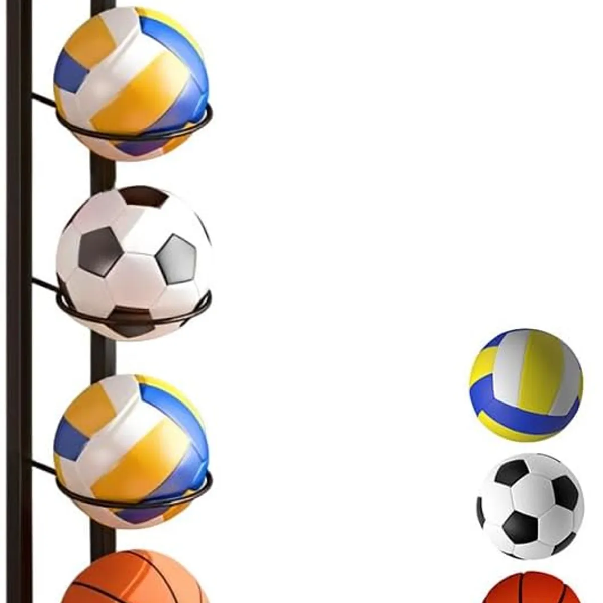 KUANGYE - Estante De Almacenamiento De Metal, Cesta Fútbol De 5 Niveles Negro