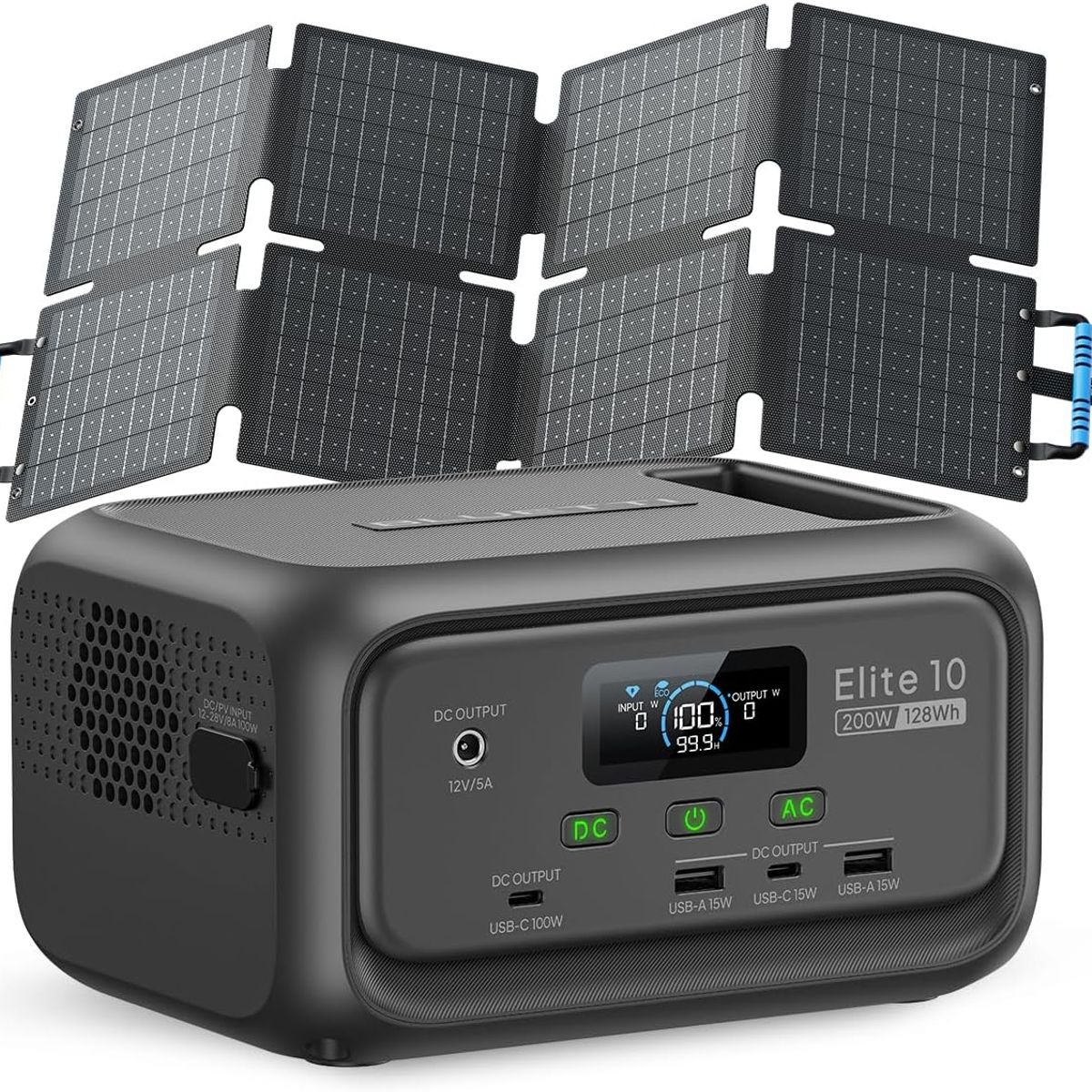 BLUETTI - BLUETTI Generator Solar Portátil 200w128wh Con Panel Solar 60w Para Acampar PescaViajes Emergencia Corte de Energía Elite 10