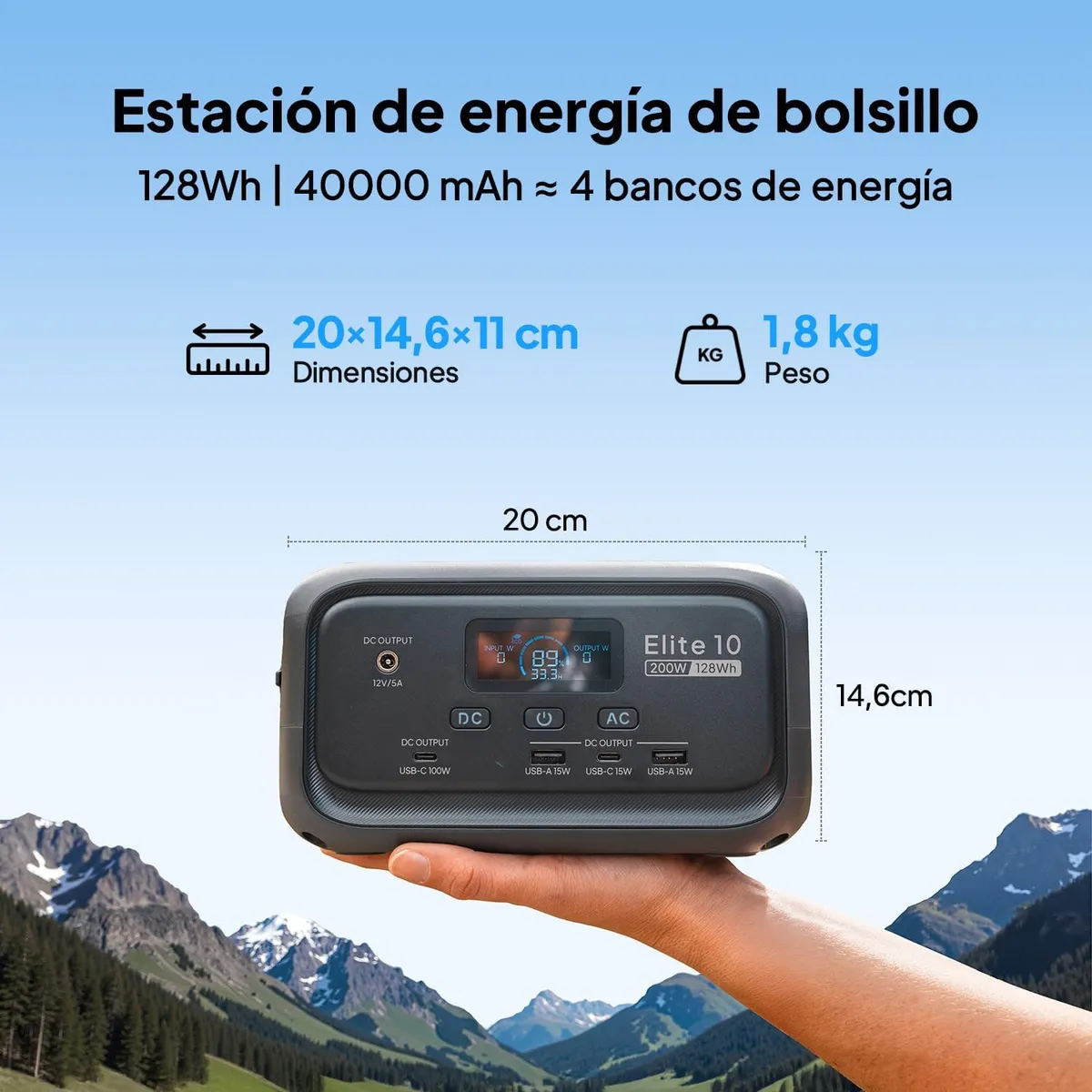 BLUETTI - BLUETTI Generator Solar Portátil 200w128wh Con Panel Solar 60w Para Acampar PescaViajes Emergencia Corte de Energía Elite 10