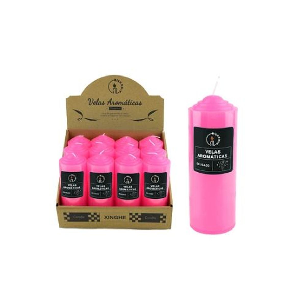 GENERICO - Vela aromática pilar rosado 6x15cm 300g