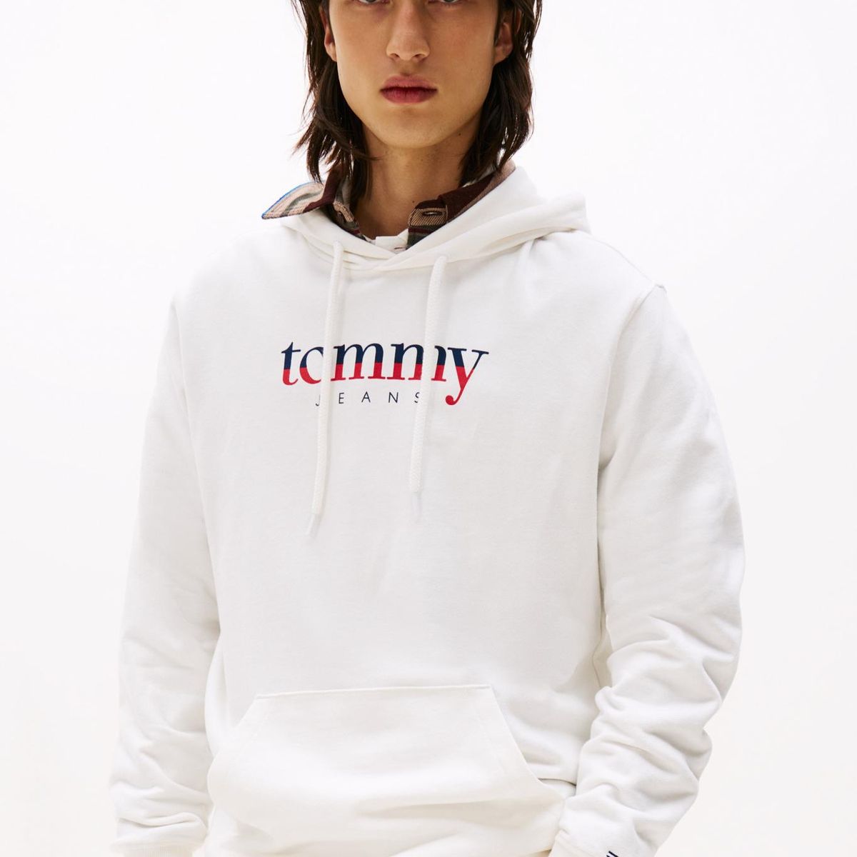 TOMMY HILFIGER - Polerón Hoodie Con Logo Blanco Tommy Jeans