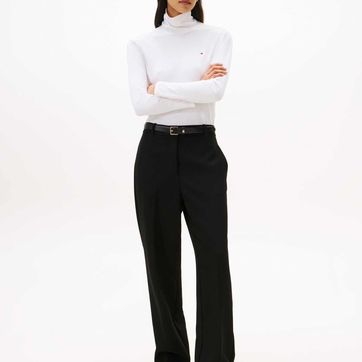 TOMMY HILFIGER - Polera De Cuello Alto Essential Blanco Tommy Hilfiger