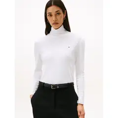 TOMMY HILFIGER - Polera De Cuello Alto Essential Blanco