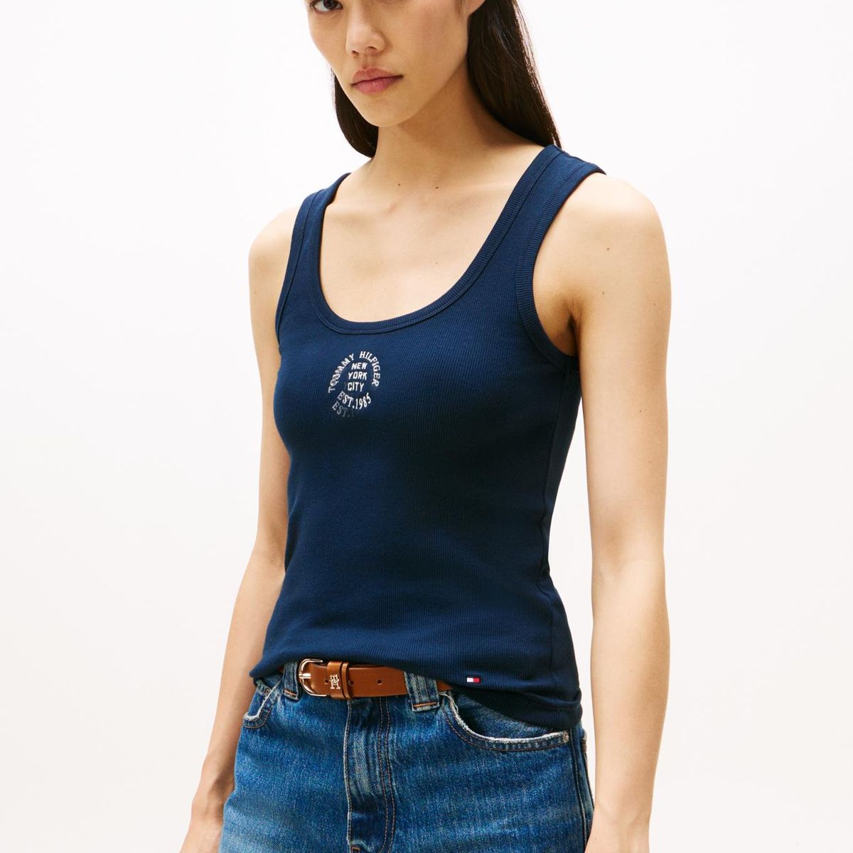 TOMMY HILFIGER - Polera Sin Mangas Slim Fit Azul Tommy Hilfiger