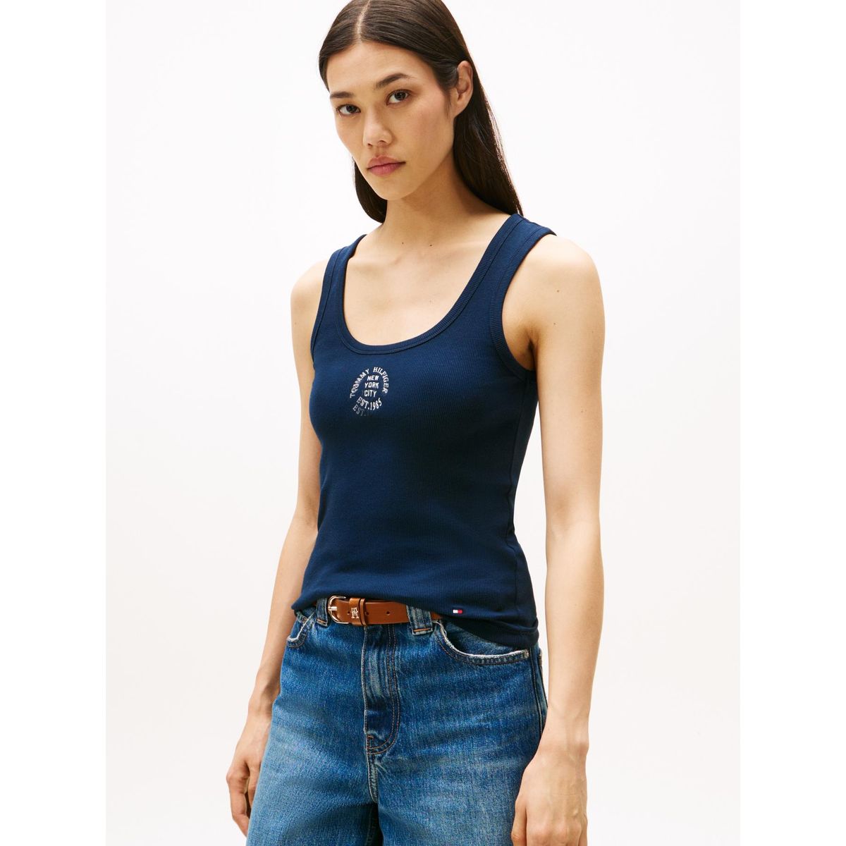 TOMMY HILFIGER - Polera Sin Mangas Slim Fit Azul Tommy Hilfiger