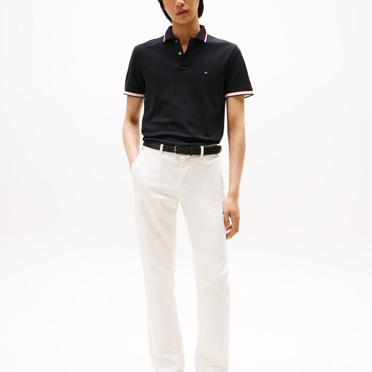 TOMMY HILFIGER - Polo Slim Fit Con Logo Negro Tommy Hilfiger