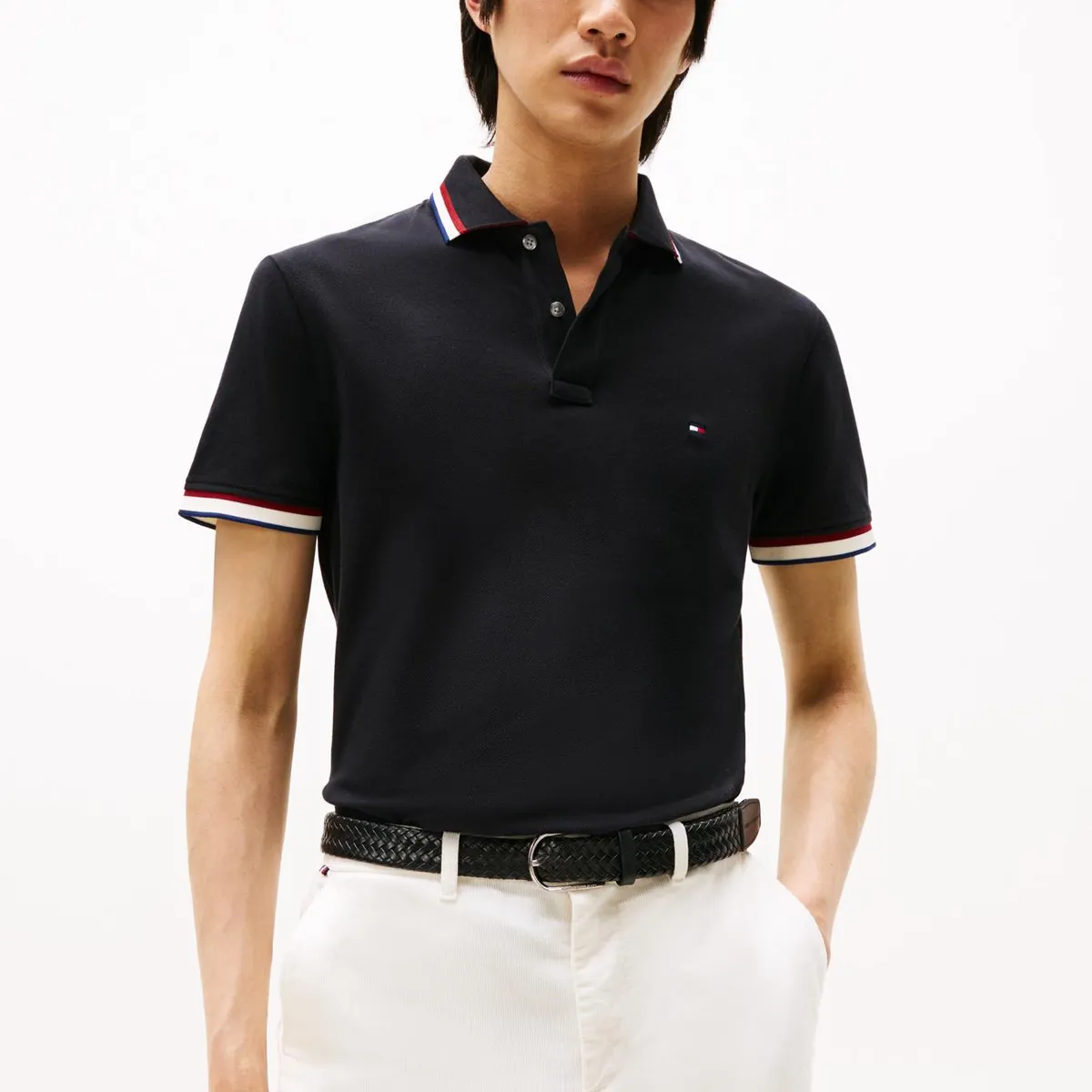 TOMMY HILFIGER - Polo Slim Fit Con Logo Negro Tommy Hilfiger