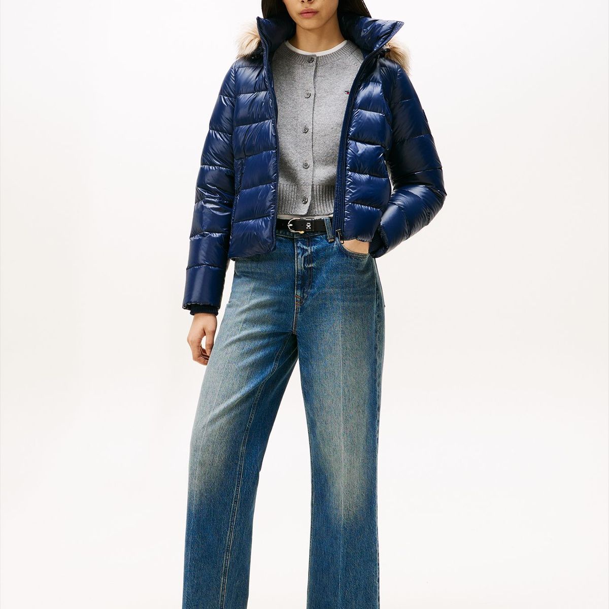 TOMMY HILFIGER - Parka Gloss Con Gorro Slim Fit Azul Tommy Hilfiger