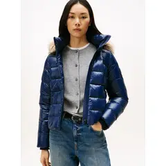 TOMMY HILFIGER - Parka Gloss Con Gorro Slim Fit Azul