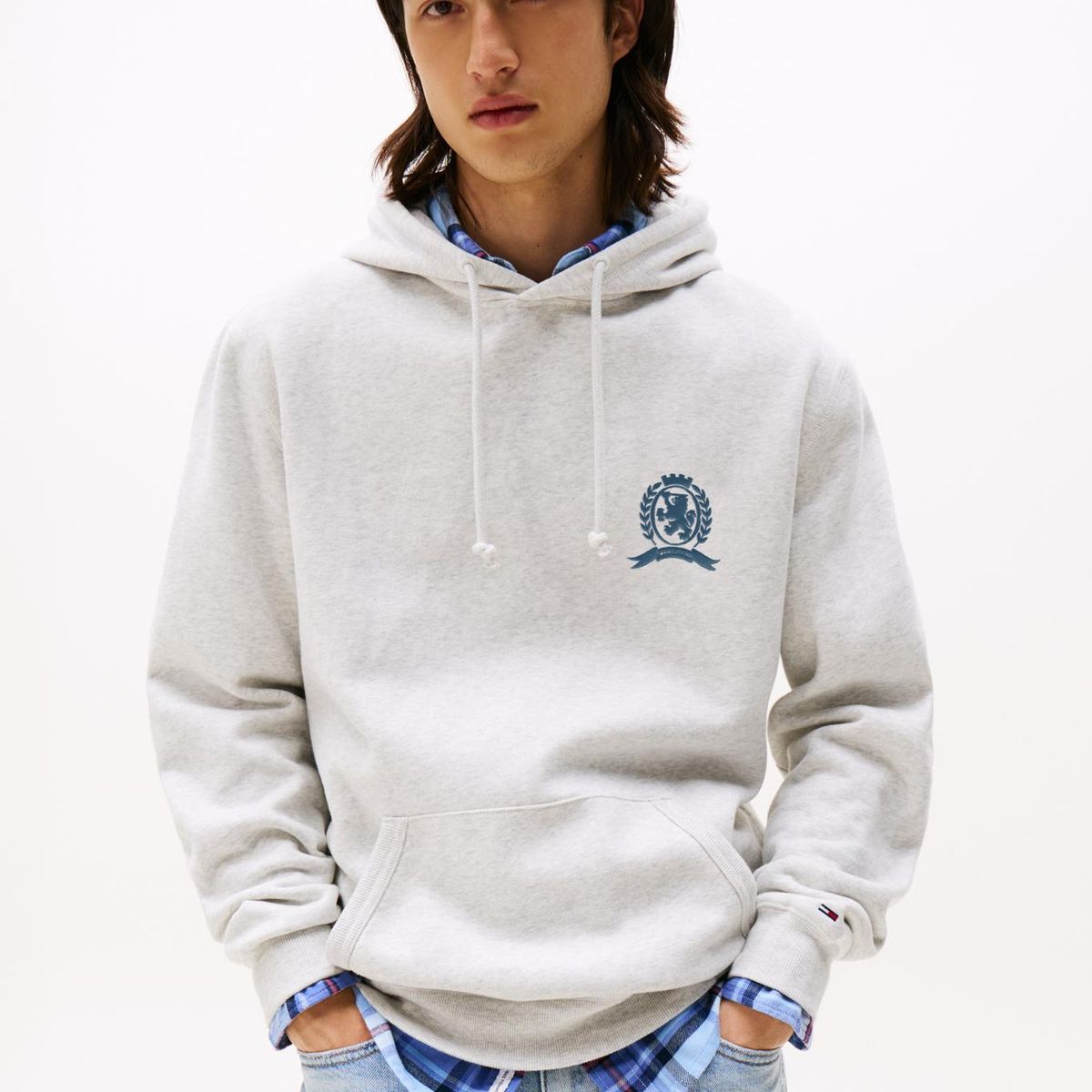 TOMMY HILFIGER - Polerón Hoodie Heritage Crest Gris Tommy Jeans