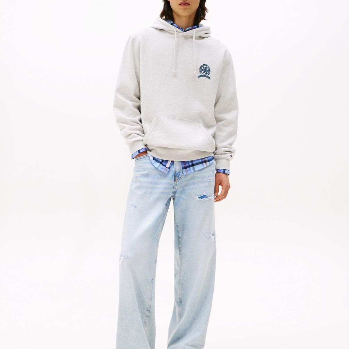 TOMMY HILFIGER - Polerón Hoodie Heritage Crest Gris Tommy Jeans