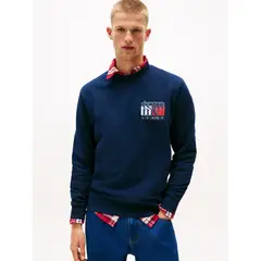 TOMMY HILFIGER - Polerón Regular Fit Con Logo Azul Tommy Jeans