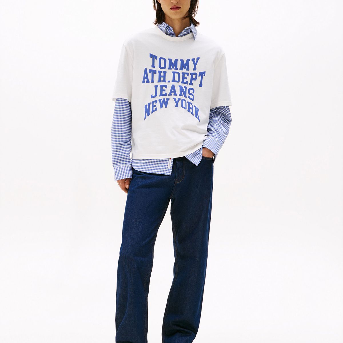 TOMMY HILFIGER - Polera 90S Varsity Logo Blanco Tommy Jeans