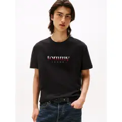 TOMMY HILFIGER - Polera De Punto Con Logo Negro Tommy Jeans