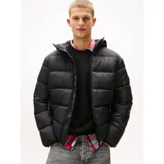 TOMMY HILFIGER - Parka Acolchada Hooded Con Logo Negro Tommy Jeans