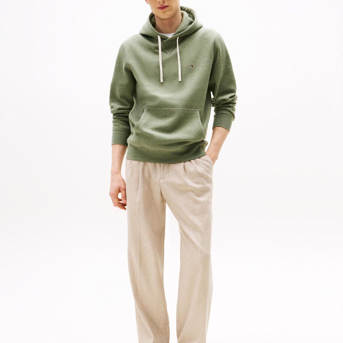 TOMMY HILFIGER - Polerón Essential Con Logo Bordado Verde Tommy Hilfiger