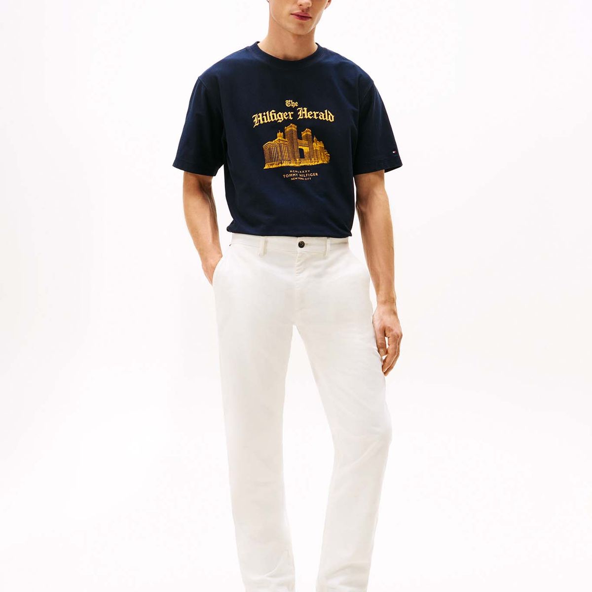 TOMMY HILFIGER - Polera Skyline Logo Relaxed Fit Azul Tommy Hilfiger