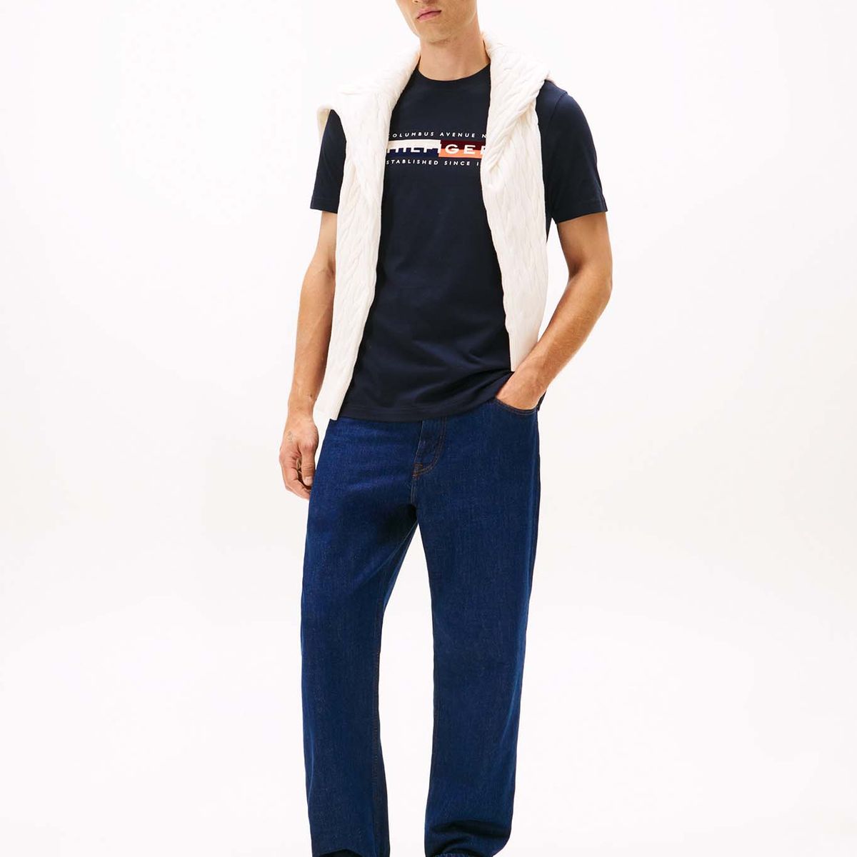 TOMMY HILFIGER - Polera Colour Block Graphic Logo Azul Tommy Hilfiger